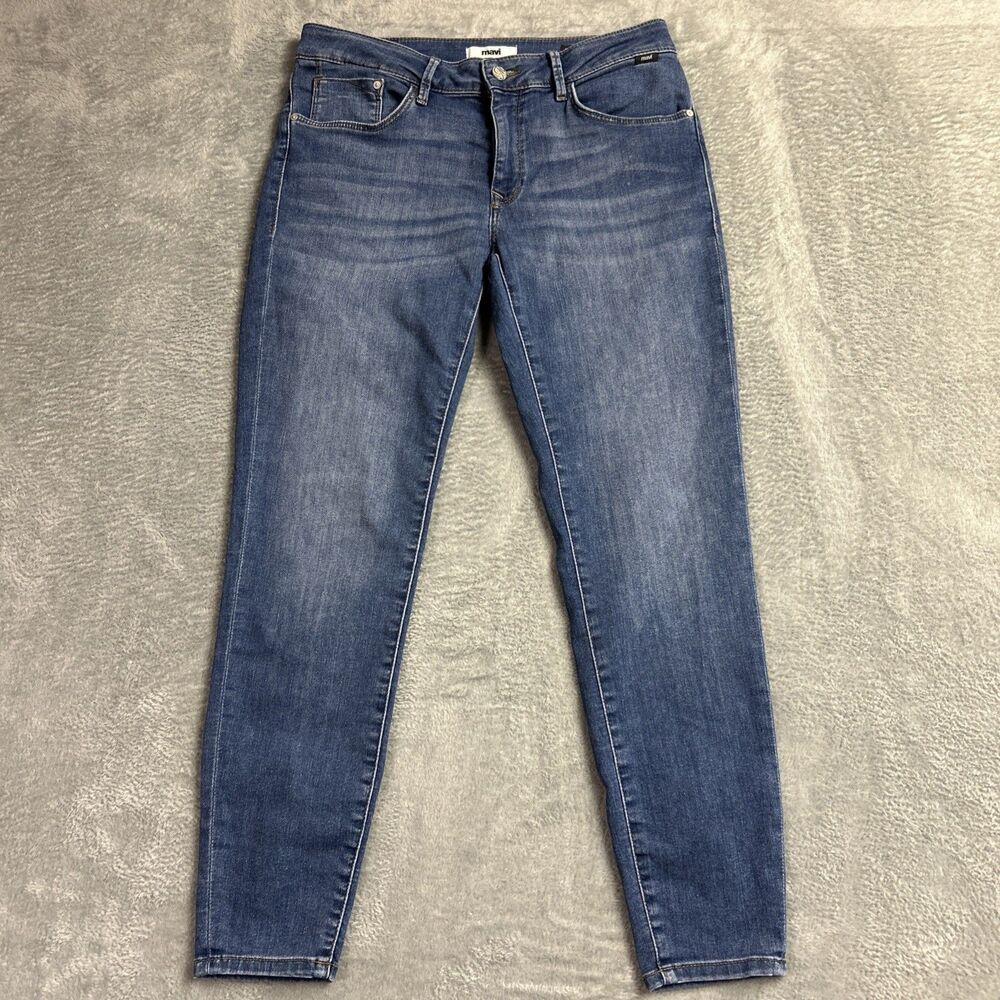 Mavi Jeans Women 29 Adriana Ankle Mid Rise Super Skinny Stretch Blue Denim Pants